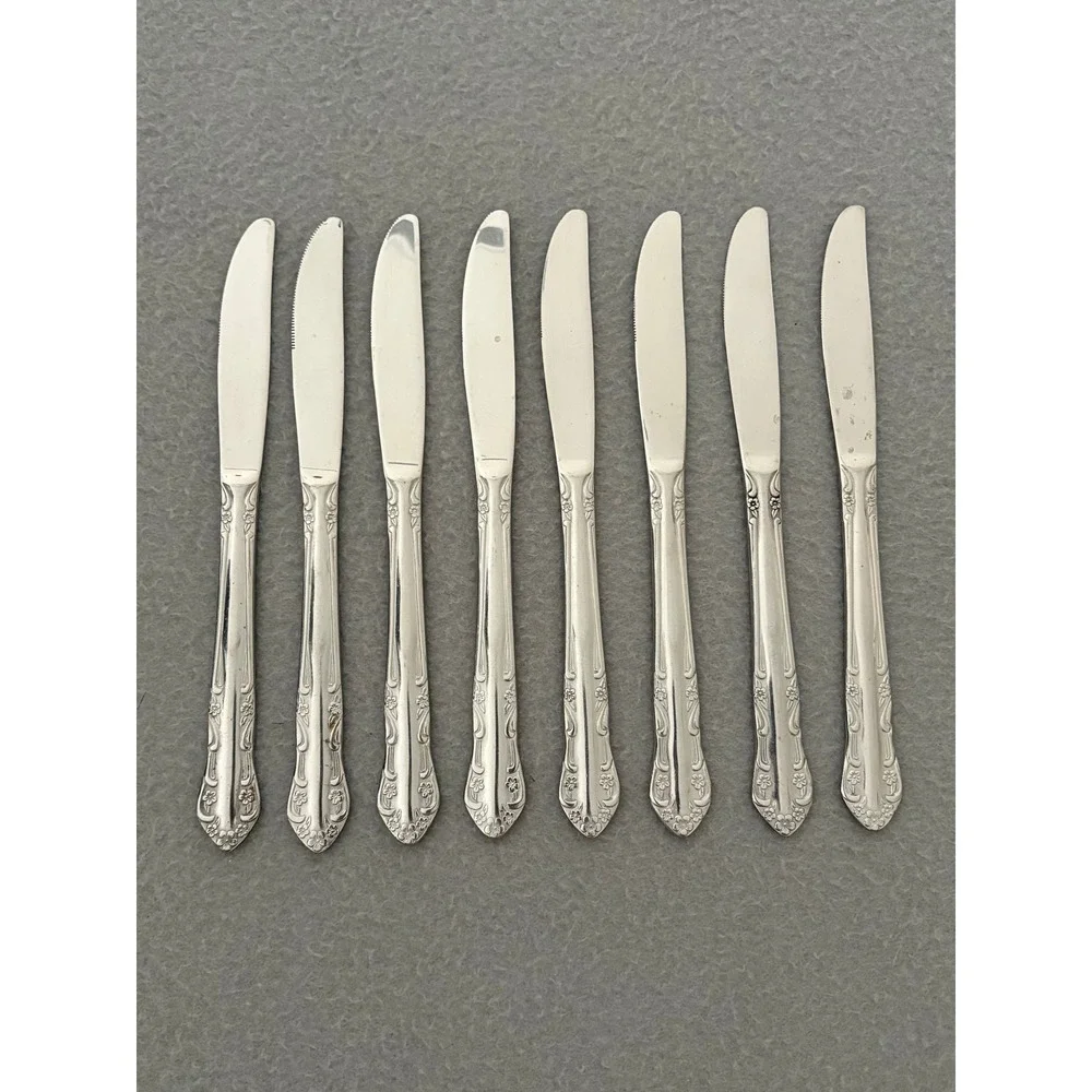 Utica Stainless Steel Flatware Set 37pc Floral Pattern Silverware Korea Vintage